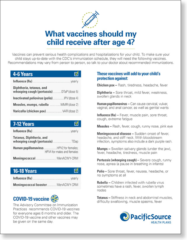 What vaccines should my child receive - flier