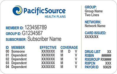 PacificSource Health Plans ID Card Front