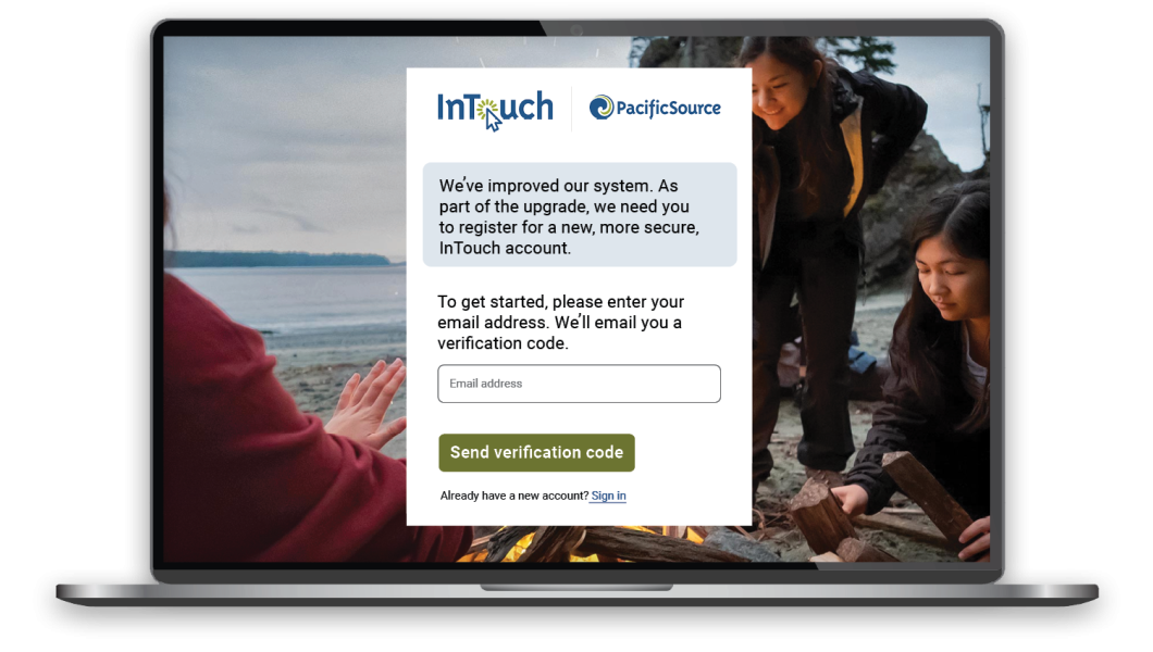 laptop with new InTouch login screen