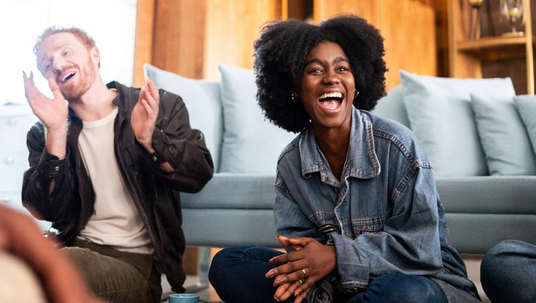 Friends laughing together